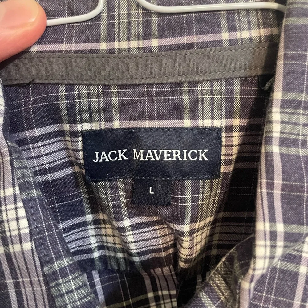 John Maverick: Purple Plaid Casual Button Down Shirt - Picture 4 of 4